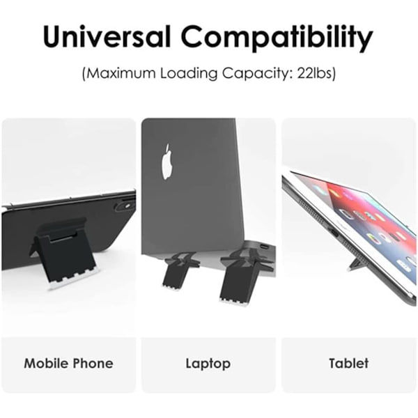 Set med 2 vita minidatorstativ, osynligt laptopstativ, hopfällbart