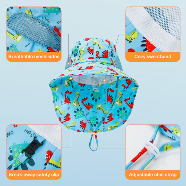 Barnes solhatt i pustende mesh (blue dinosaur)