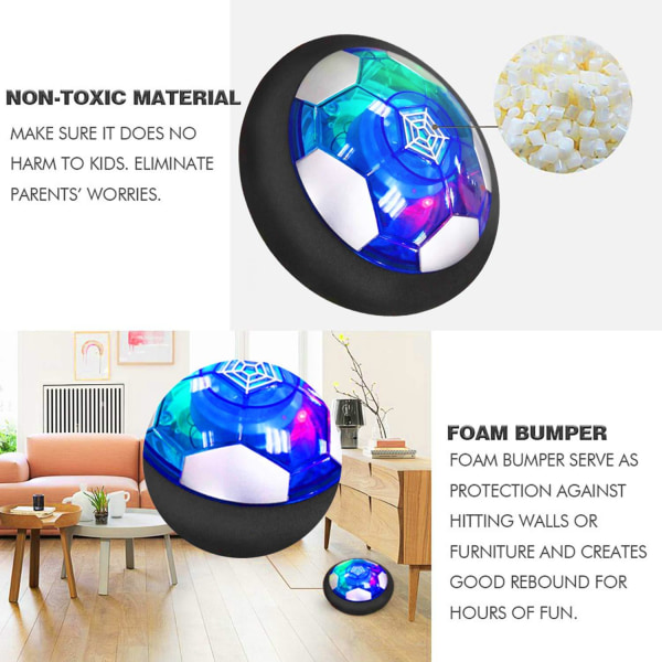 Fotboll, uppladdningsbar barnleksaksboll med LED-ljus Hover S