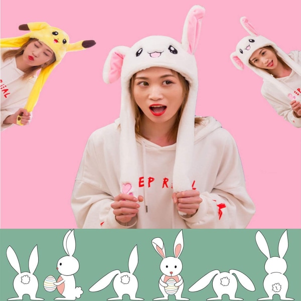 Jumping Bunny Funny Plush Beanie Hat til kvinder piger, kan bruges