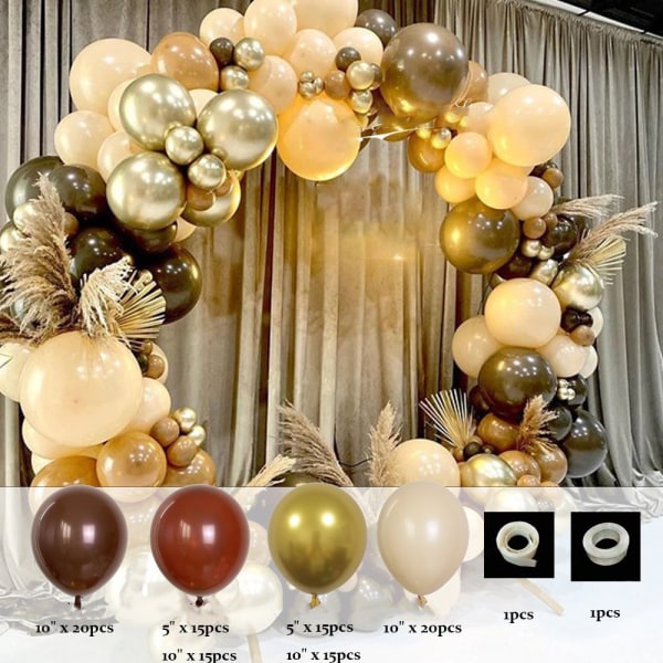 102pcs Suit Brown Helium Latex Balloons for Kid Girl Women Birth