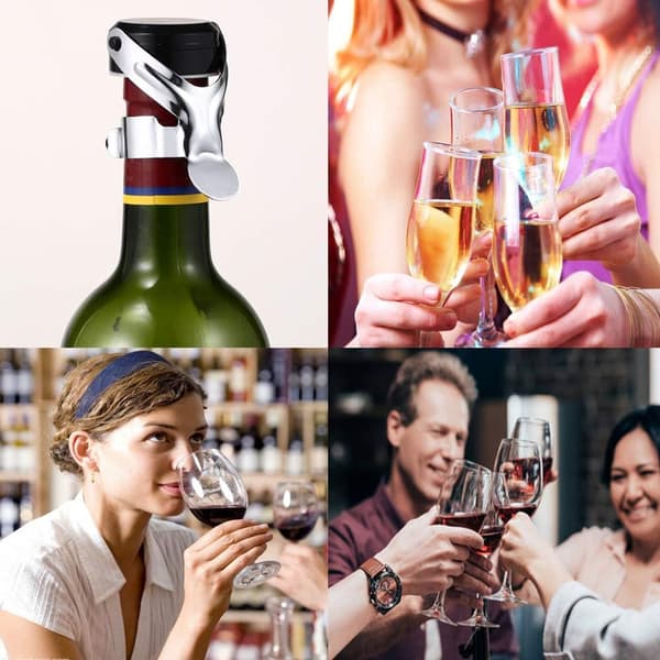 4 stk. Champagne-propper, rustfritt stål vinstopsel, rød vin