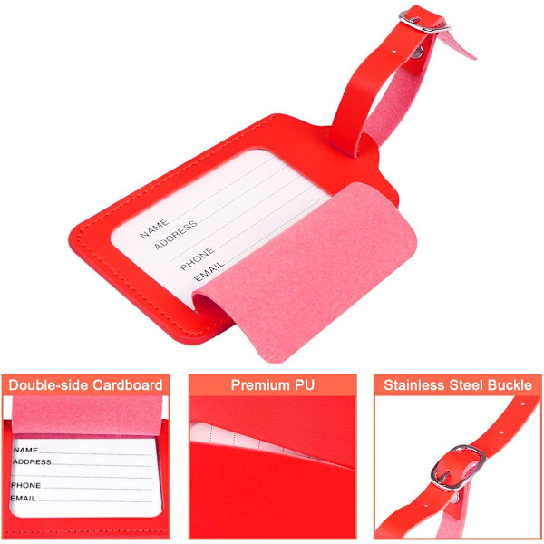 Bagagemærker, 2 stk., PU-læder red