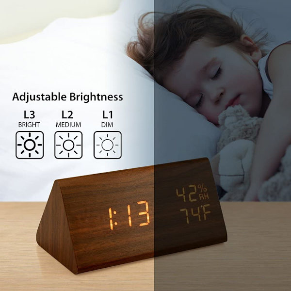 Treklokke, Smart LED Digital Klokke for Soverom/Skrivebord, U