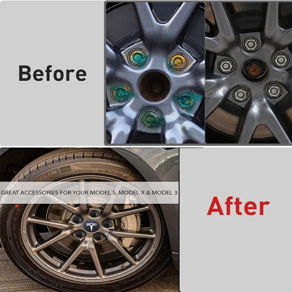 Aero-hjuldeksler og hjulmutterdekselsett med Tesla-logo for Mod