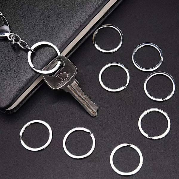 10 stk. 1,6x25mm flade ringe til nøgleringe, runde splitringe