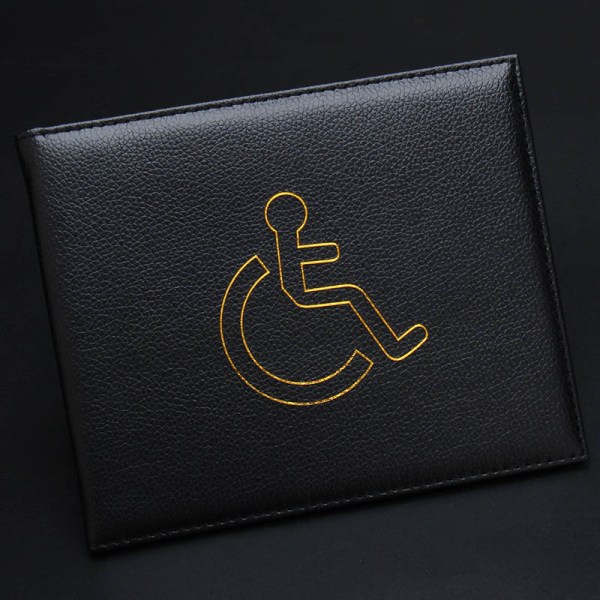 Black-Disabled Badge Holde och Timer, Pu Läder ID Badge Holde