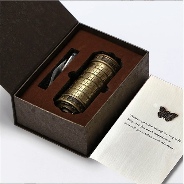 Cryptex Da Vinci Code Mini Cryptex Lås Puslespill Bokser med Skjult (Bronse)