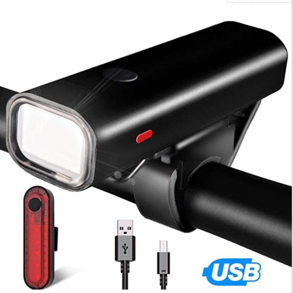 One set of black bicycle lights headlights taillights usb chargi