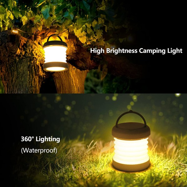 Genopladelig Campinglampe, Sammenklappelig Campinglampe, LED Camping