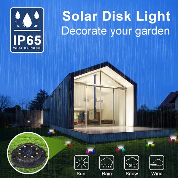 12 LED solcelle-jordlys utendørs, 8-pakning