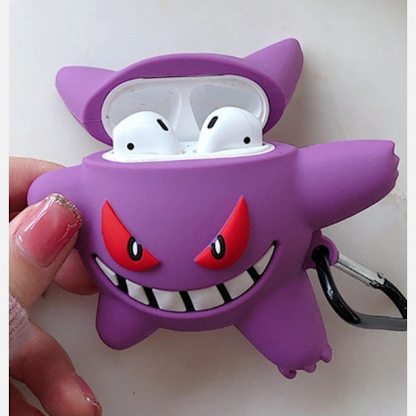 Bluetooth-headsetdeksel 3D lilla monster for Airpod-etui