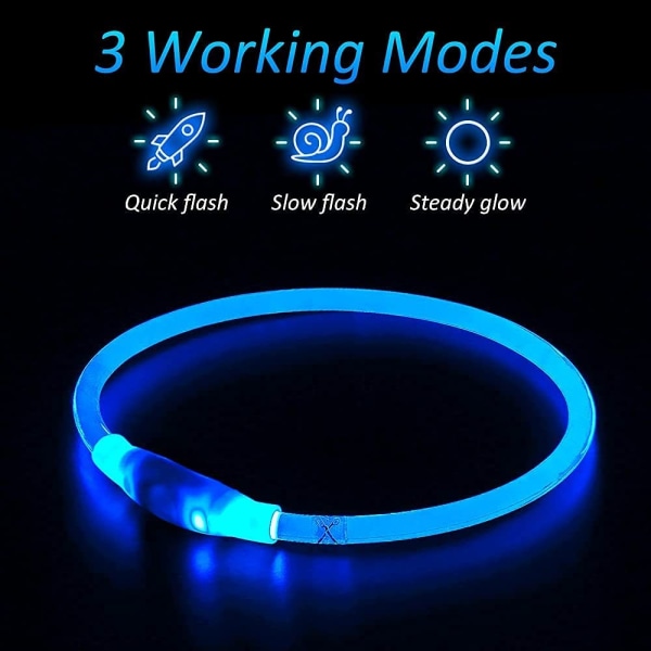 LED-hundehalsbånd, USB genopladeligt lys-op-hundehalsbånd, Glow Safe