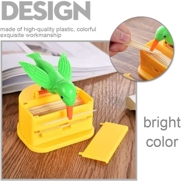 2-pak fugleformet automatisk tandstikker dispenser til hjemmet, bordet