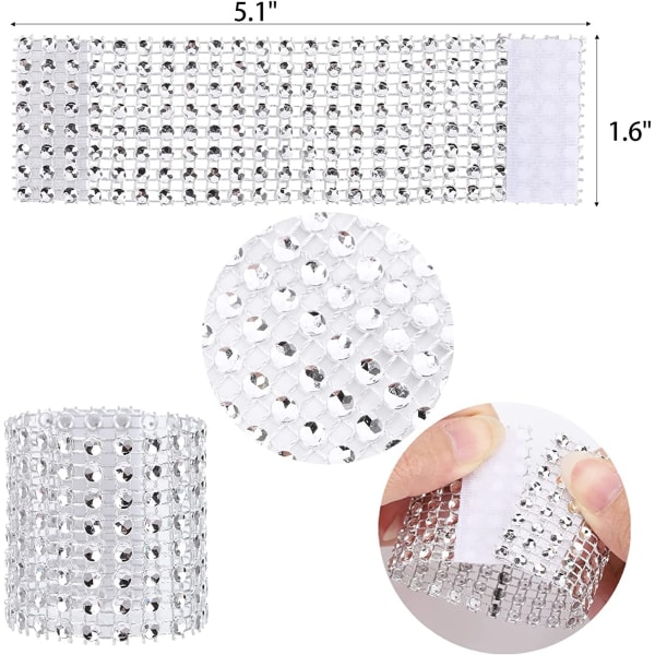 50 stk. Servietringe Blanke Rhinestone Servietringe Bryllupsserviet