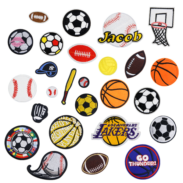 Pakke med 26 Iron-On Applique Patches Basketball/Tennis/Rugby/Fod