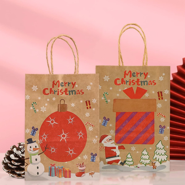 Kraft julegaveposer 24 forskellige stilposer julepapir