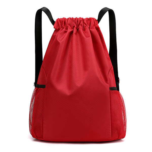 Rygsæk med snoretræk (rød), sportstaske med snoretræk, tote med snoretræk