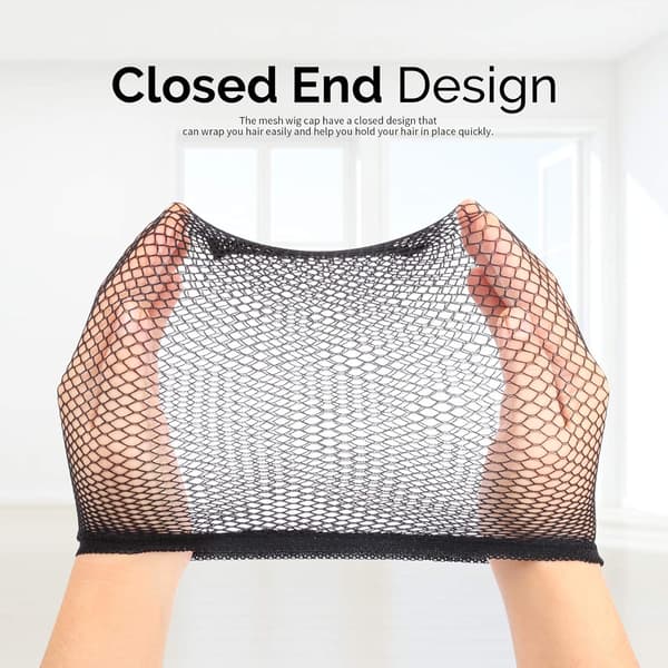 6 stk. sort mesh paryk net, lukket ende hår mesh net, liner væv