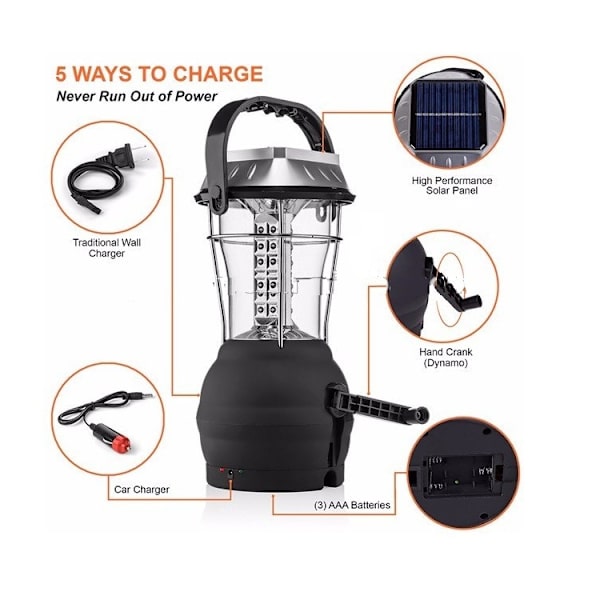 36LED Multifunktionell Solcellslykta, Handvev Dynamo 36 Led Campi