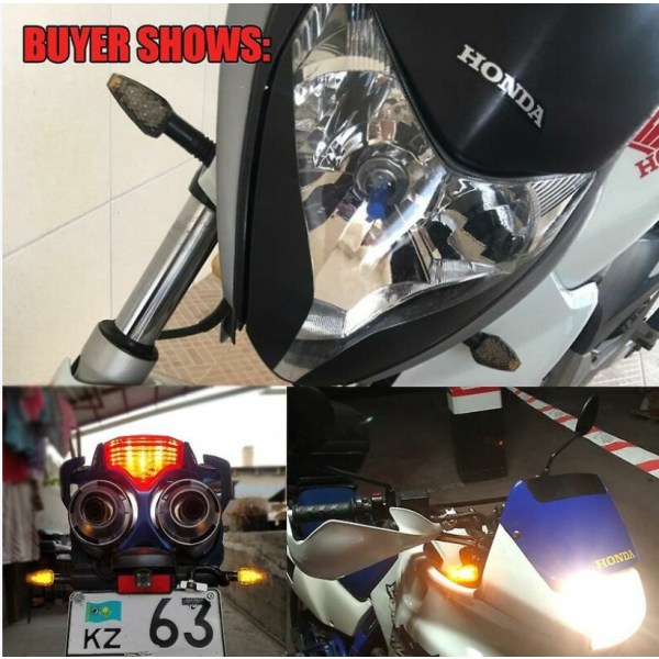 4 stk/sæt Universal Motorcykel LED Blinklys Lang Kort Bl
