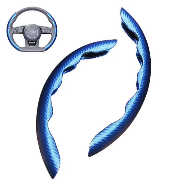 2st (Carbon Fiber Blue Pattern) Car Anti-Slip Steering Wheel Co