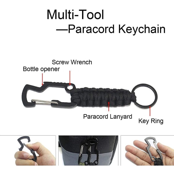 3-pack Survival Lanyard Key Chain Flasköppnare med karbinhake K