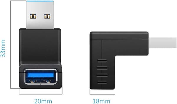 Musta 4 kpl USB 3.0 -sovitin 90 astetta 4 kpl kulma USB uros naaras