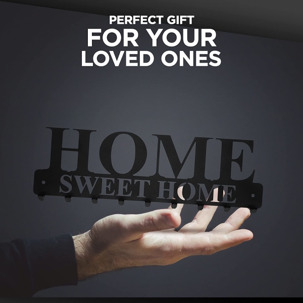 “Home Sweet Home” væg nøgleholder med 9 kroge – Krog til jakke