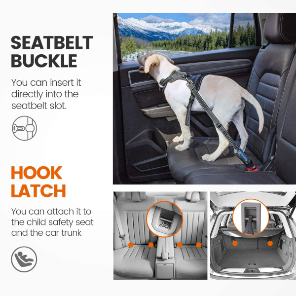 Hundesikkerhetsbelter for biler, justerbar hundebilsele med Anti S