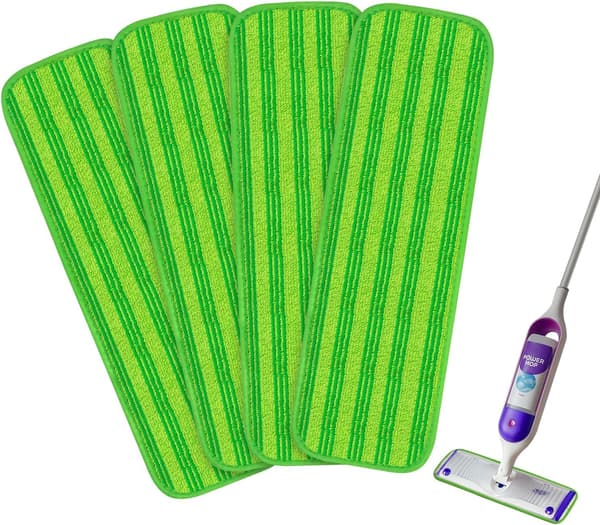 4-pakks gjenbrukbare erstatningsputer kompatible med Swiffer PowerMop, mopperstatningsputer (grønn)