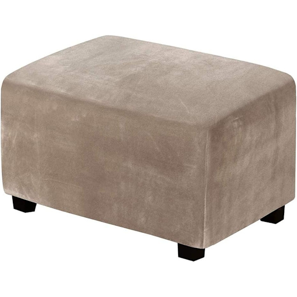 (Brun B) Stretch Ottoman Covers Velvet Ottoman Cover Rektangel Fo