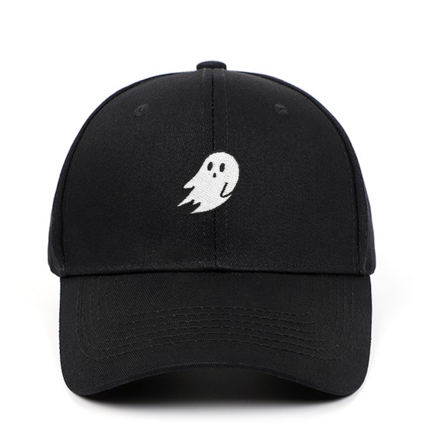 Ghost embroidered baseball cap (black), cute Halloween outdoor s