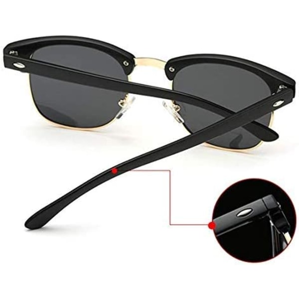 Halv kantlösa polariserade solglasögon för män (svart båge, svart
