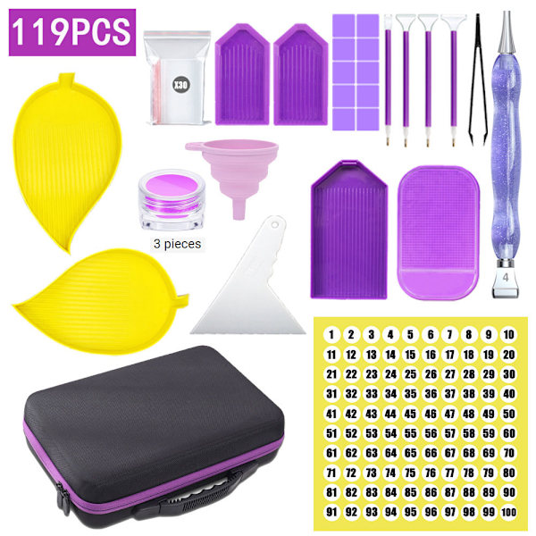 119-osainen DIY-timanttitaidetarvikesarja, 5D-timanttimaalaus