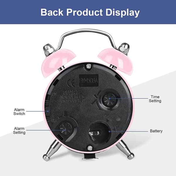 Rosa Klassisk Klocka, Mini Retro Växlarm Hög Batteridriven B