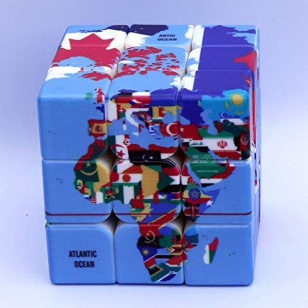 Speed Cube World Map Design Magic Cube Puzzle, IQ Game Puzzl