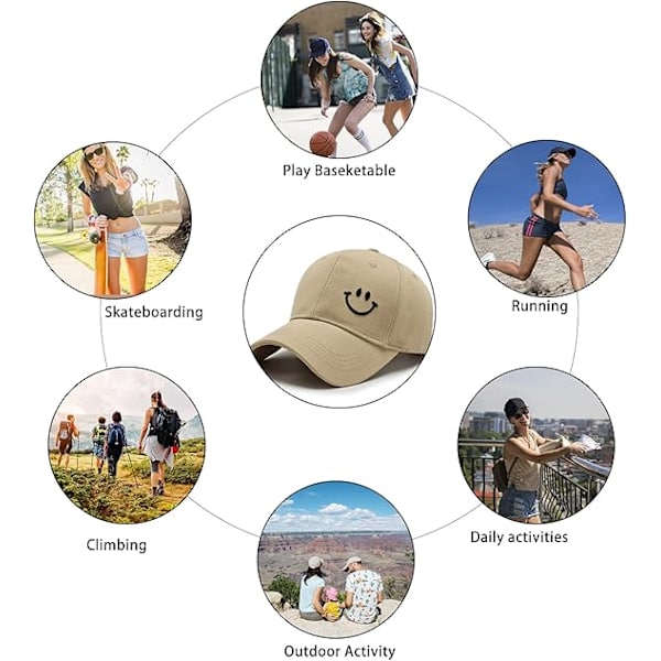 Basebollkeps, Anti-sol basebollkeps i bomull, Män Kvinnor Dam Sommar Unisex Justerbar Khaki