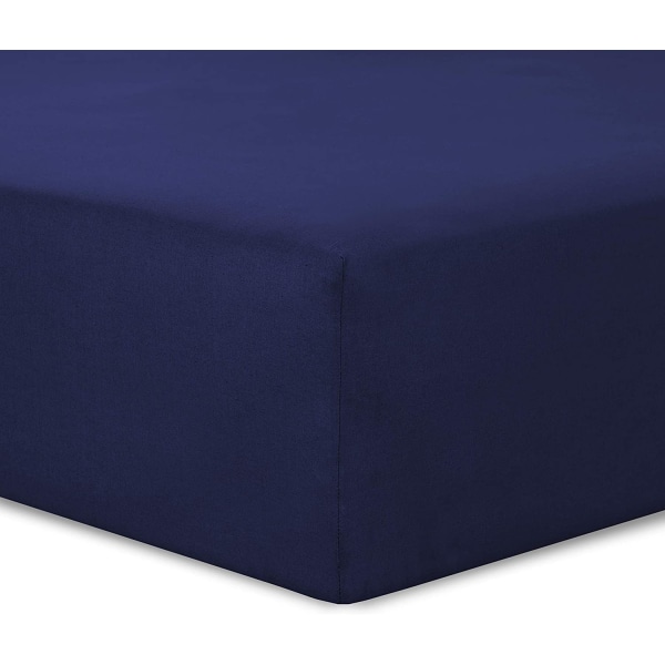 fitting laken 140 x 200 cm - Farge: marineblå 4 elastiske hjørner