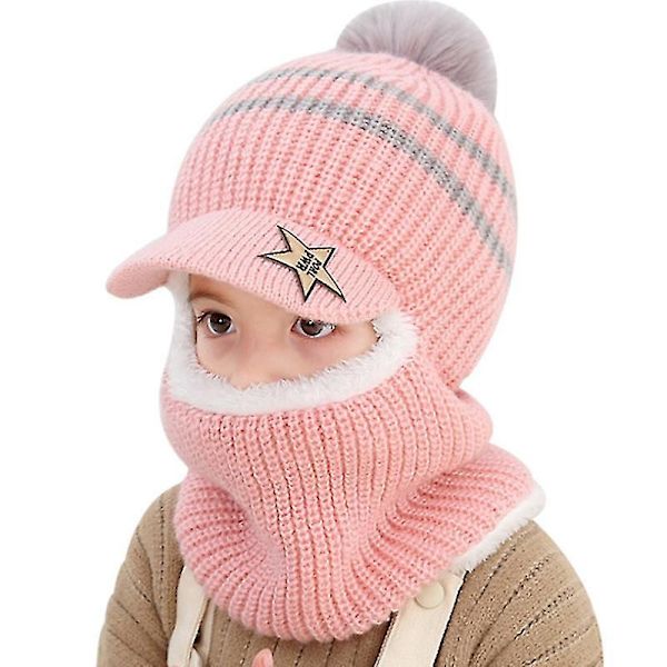 Taapero Vauva Lapset Tytöt Balaclava Pipo Hattu Fleece Vuorattu Pe