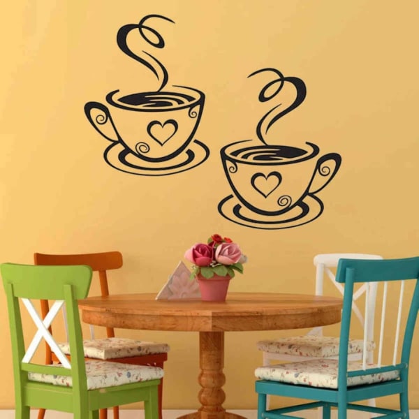 Sett med 5 Kaffekopp Design veggklistremerker Hjem Dekaler Kjøkken Res