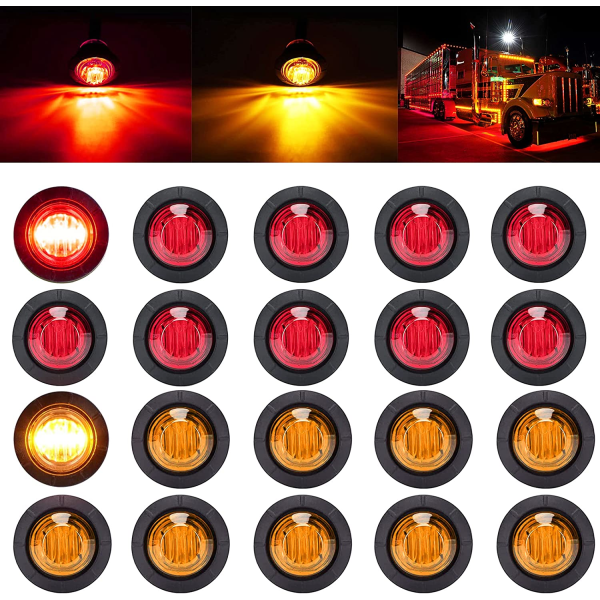 3/4\" Runde LED-sidemarkering Klaringslys Front Bakre Markering In