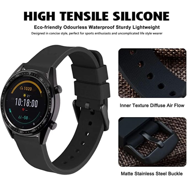 Svart-silikon watch med svart spänne, Quick Release Rep