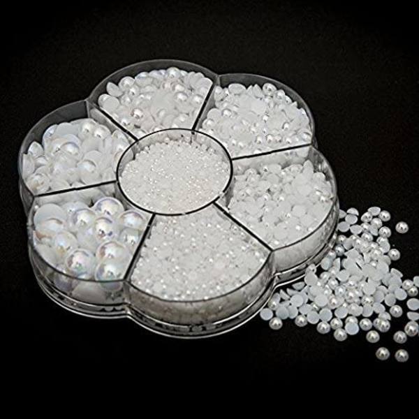 Cirka 5600 stycken blandade storlekar DIY halv pärla pärla platt ba