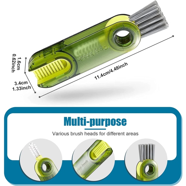 Tre i en flaskebørste, 3 bærbar kopplokk gap rengjøringsbørste