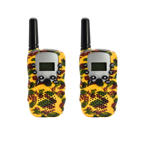 Gul kamouflage walkie talkie 3 km lång räckvidd, utomhus campingspel bästa presenter till barn
