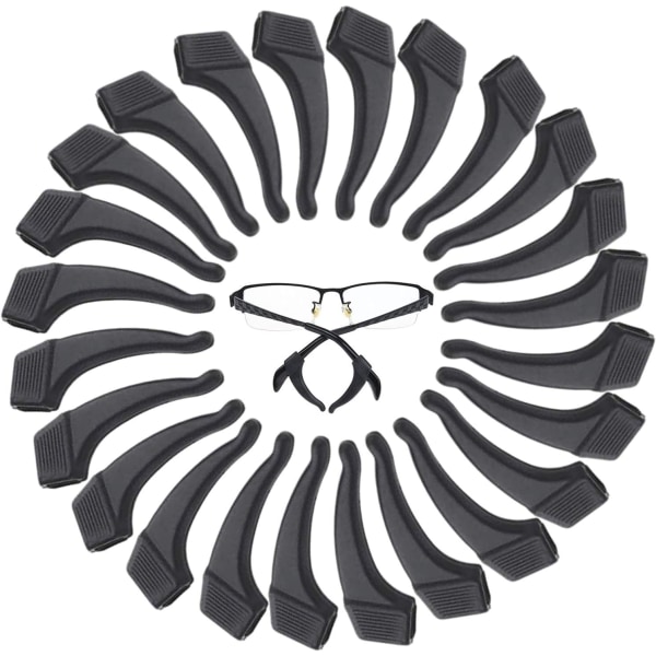 12 par (svarte) Ørehåndtak for briller - Sportsbriller for barn og voksne