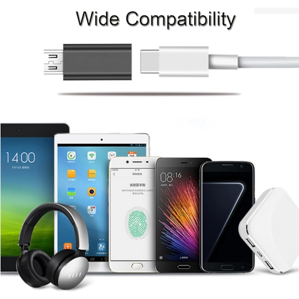 3 st USB C till Micro USB-adapter, Typ C Hona Micro USB Hane Adapter, 2.4A Snabbladdning för PC, Samsung, Huawei, etc (