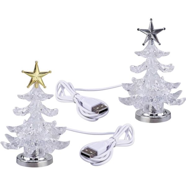 2-pack LED julgransbordlampa, färgglad akryl julgran