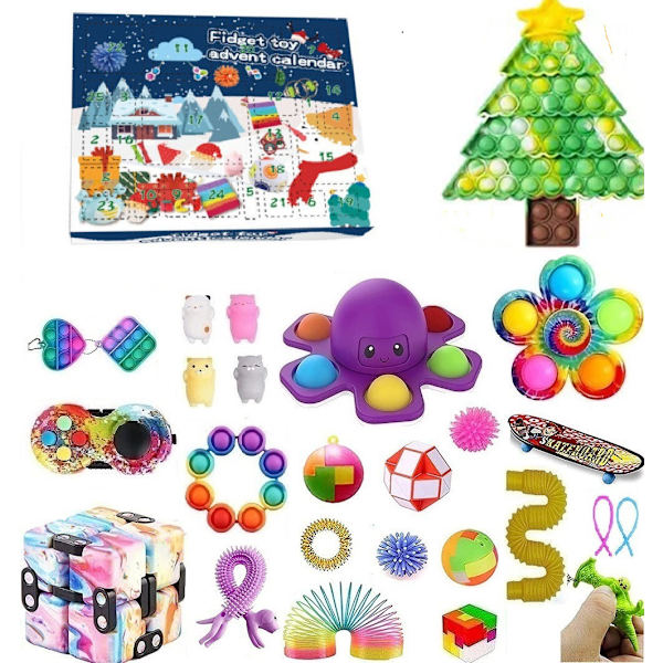 Julekalendergave 2024, fidget legetøj, stressaflastende siddelegetøj, juleblindboks, børnefest Style 49